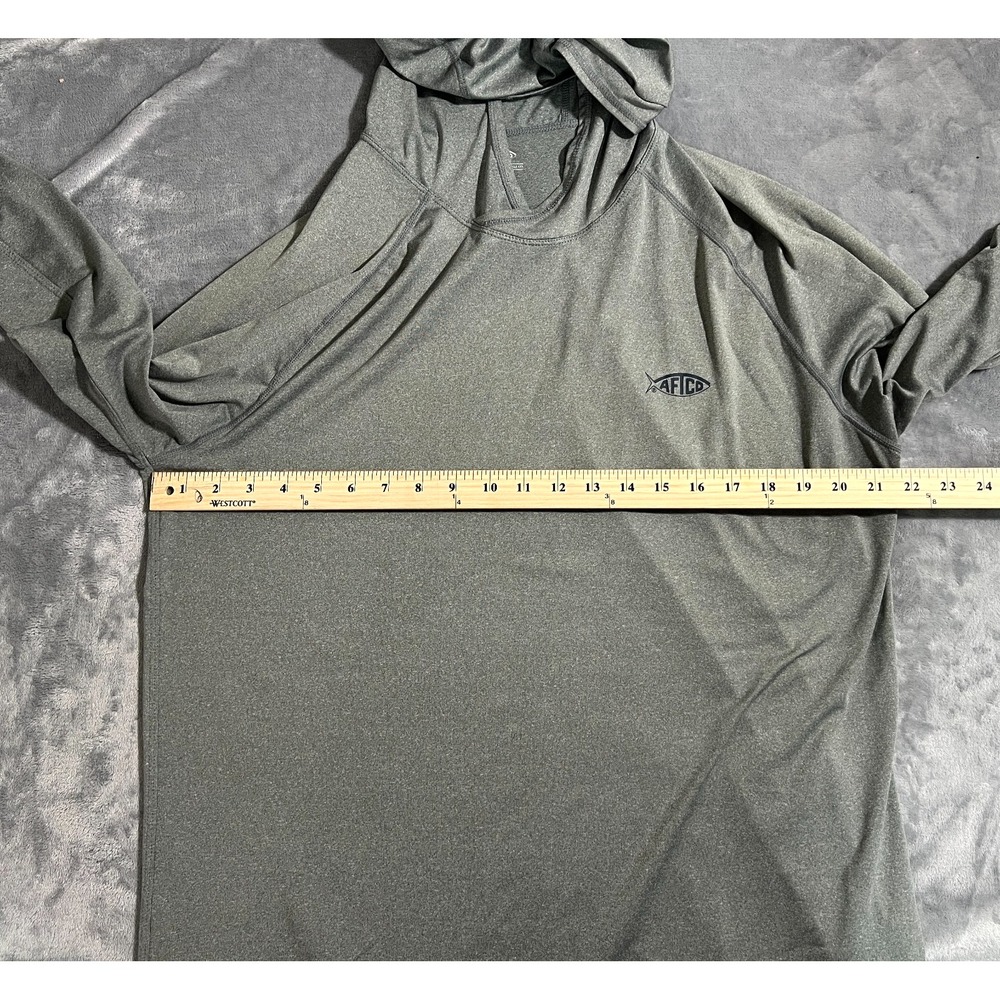 AFTCO Samurai Sun Protection Hoodie Mens Large Gray Pullover Stretch Fishing - Picture 8 of 11